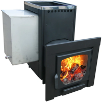 Печь для бани Варвара Паленица с навесным баком стекло