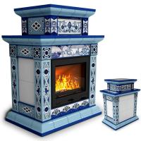 КимрПечь Керамическая печь камин для дома Билибин центральный двухъярусный Зима (топка: Ладья-600) (топка: Ладья-600)