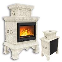 КимрПечь Изразцовая печь Кострома пристенный двухъярусный Ваниль (топка: Ладья-700) (топка: Ладья-700)