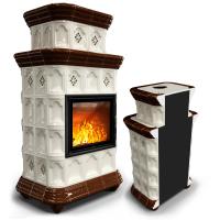 КимрПечь Керамическая печь Истра пристенный двухъярусный Шоколад (комплектация: Облицовка для топки МЛ 700)