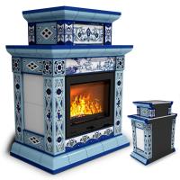 КимрПечь Билибин пристенный двухъярусный Зима. Керамическая печь (топка: Ладья-700) (топка: Ладья-700)