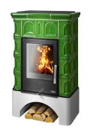 Печь-камин ABX Britania KPI, белый цоколь - вставка КОМБО, с допуском воздуха извне