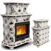 КимрПечь Прованс центральный двухъярусный Зима в лесу (топка: Ладья-600) (топка: Ладья-600)