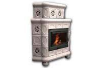 Камин КимрПечь Медальон угловой двухярусный Белая