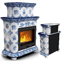 КимрПечь Прованс пристенный двухъярусный Дельфт (топка: Ладья-700) (топка: Ладья-700)