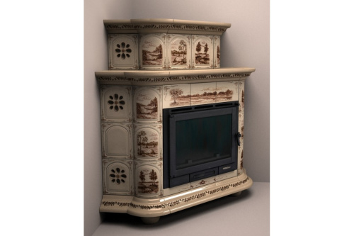 Камин КимрПечь Прованс угловой двухъярусный Деревня