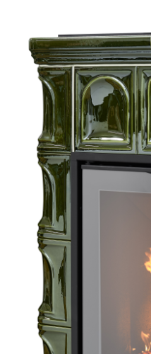 Печь-камин ABX Britania KPI, белый цоколь - вставка КОМБО, с допуском воздуха извне