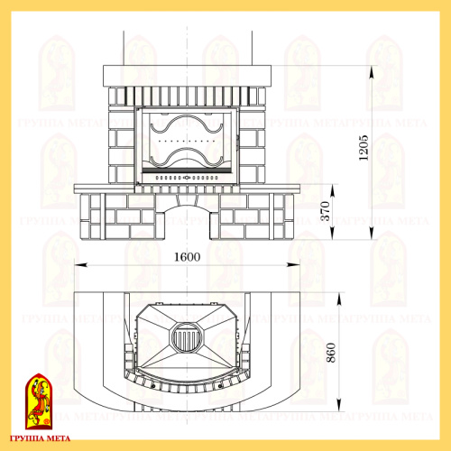Комплект Мета облицовка РУНА 800 + топка ПАНОРАМА 800