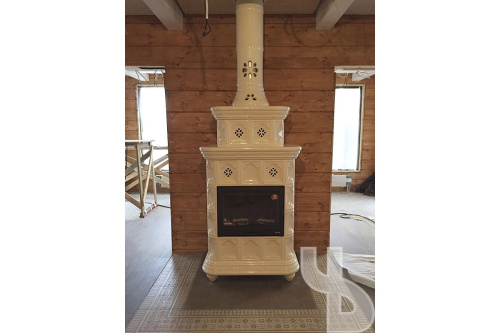 Камин КимрПечь Истра пристенный двухъярусный Ваниль