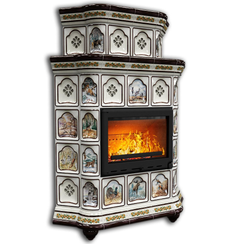 КимрПечь Истра угловой двухъярусный Звери (комплектация: Ладья-600)