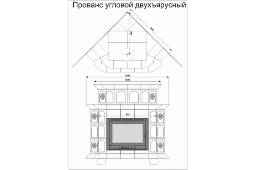 Камин КимрПечь Прованс угловой двухъярусный Деревня