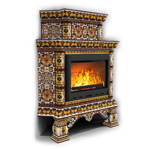 КимрПечь Изразцовая печь Кострома угловой двухъярусный Октябрь (топка: Ладья-700)