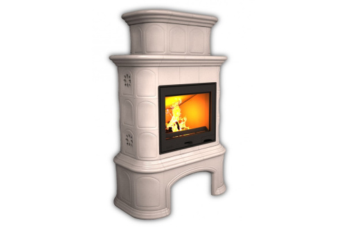 Камин КимрПечь Прованс с дровником пристенный двухъярусный Белый