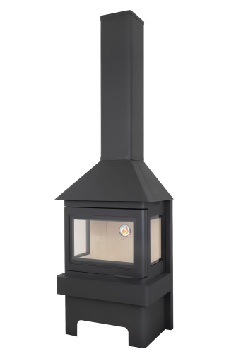 Камин Экокамин Прага три (3) стекла черный/графит