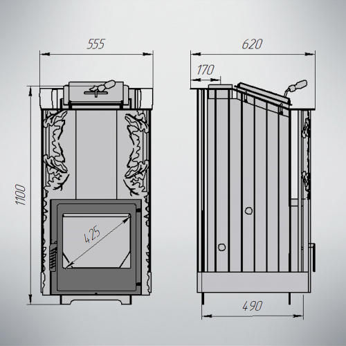 Печь для бани Варвара Терма Каменка укороченная стекло