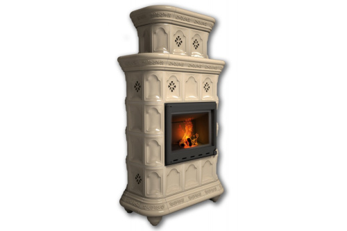 Камин КимрПечь Истра пристенный двухъярусный Ваниль