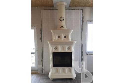 Камин КимрПечь Истра пристенный двухъярусный Ваниль