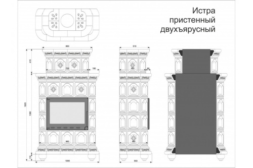 Камин КимрПечь Истра пристенный двухъярусный Ваниль