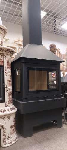 Камин Экокамин Прага три (3) стекла черный/графит