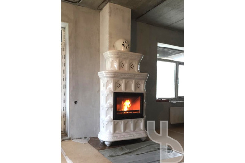 Камин КимрПечь Истра пристенный двухъярусный Ваниль