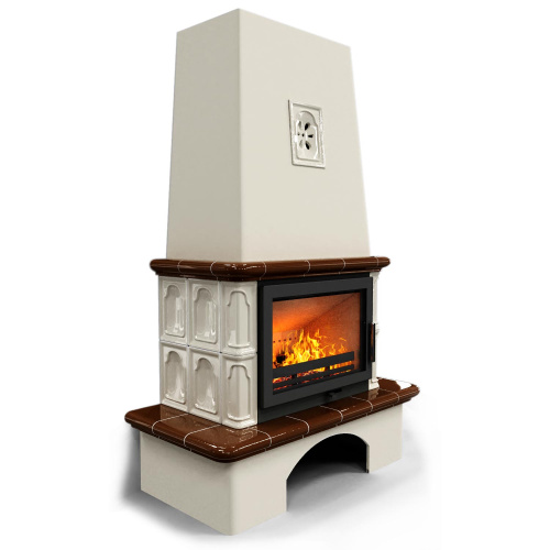 КимрПечь Изразцовый камин Гефест Шоколад (топка: Ладья-700)