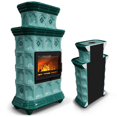 КимрПечь Керамическая печь Истра пристенный двухъярусный Волна (комплектация: Ладья-700)