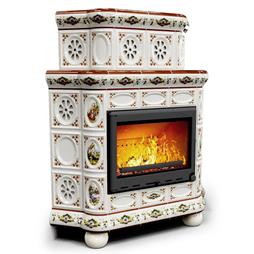 КимрПечь Изразцовый камин Медальон угловой двухъярусный Усадьба (топка: Ладья-700)