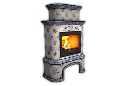 Камин КимрПечь Прованс с дровником пристенный двухъярусный Дельфт