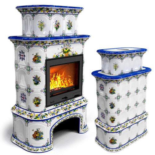 КимрПечь Прованс с дровником центральный двухъярусный Луг (топка: Ладья-700)